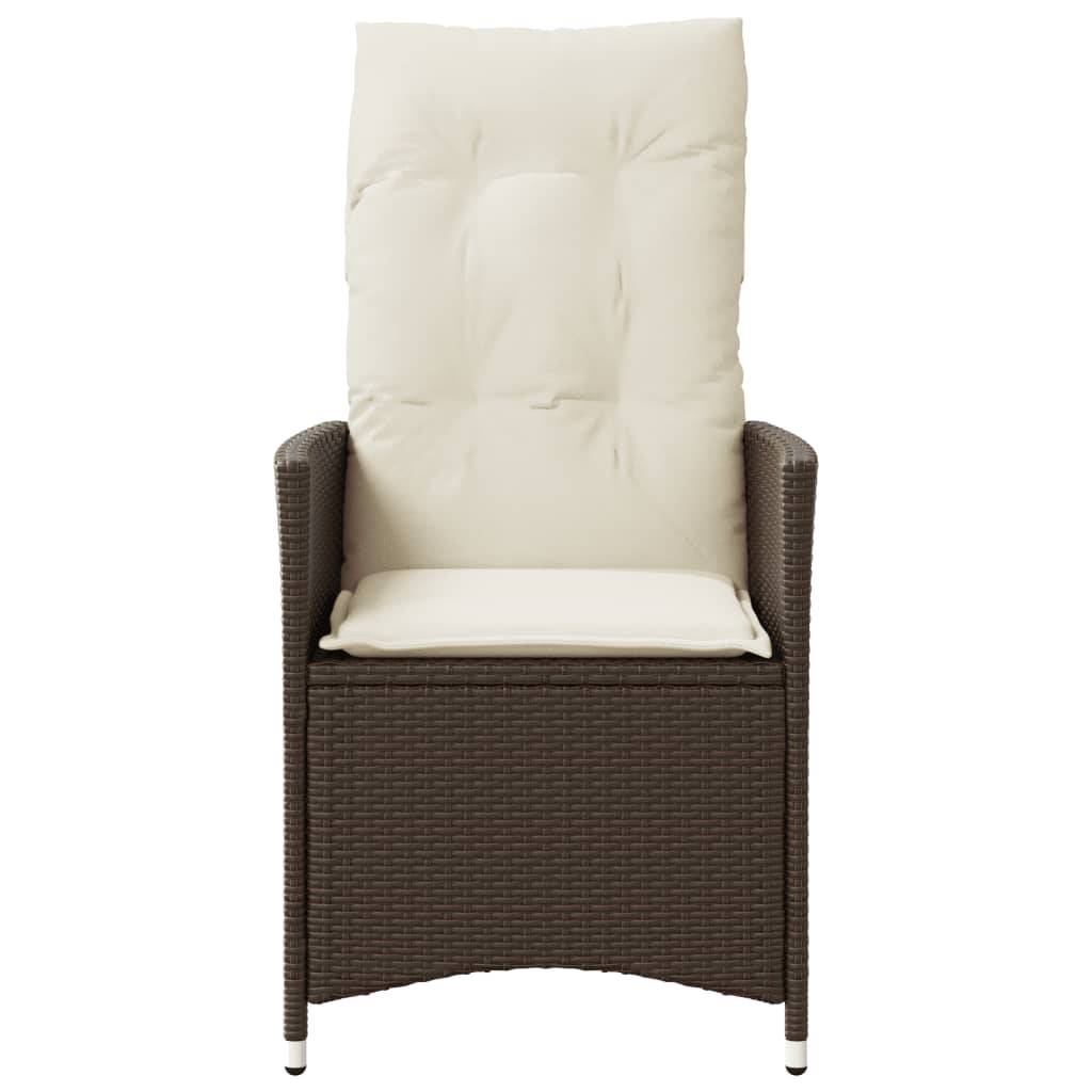Chaise de jardin inclinable - Chaise d'extérieur - Fauteuil d'extérieur avec coussins marron résine tressée - MEUBLE PRO ny628 - Image 4