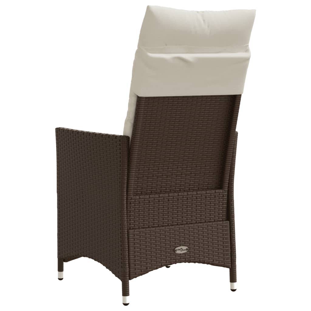 Chaise de jardin inclinable - Chaise d'extérieur - Fauteuil d'extérieur avec coussins marron résine tressée - MEUBLE PRO ny628 - Image 6