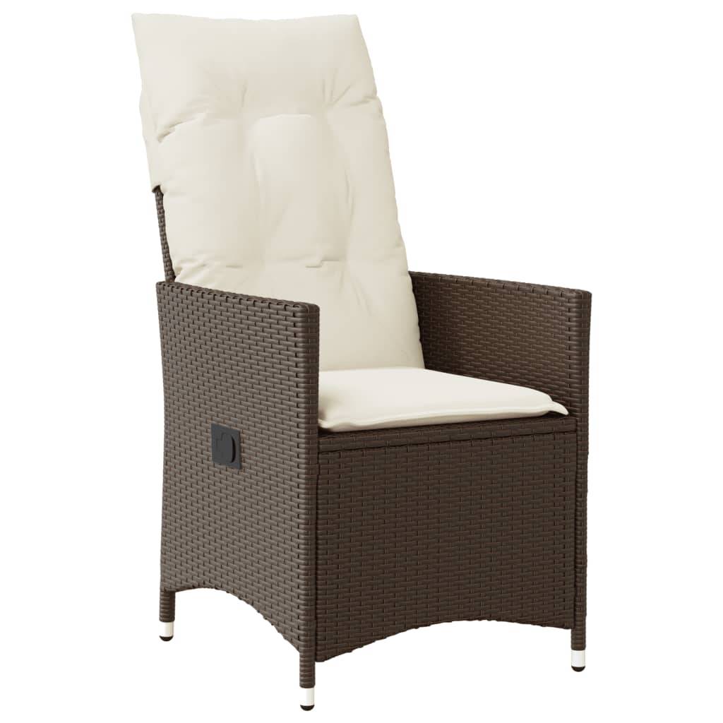 Chaise de jardin inclinable - Chaise d'extérieur - Fauteuil d'extérieur avec coussins marron résine tressée - MEUBLE PRO ny628 - Image 1