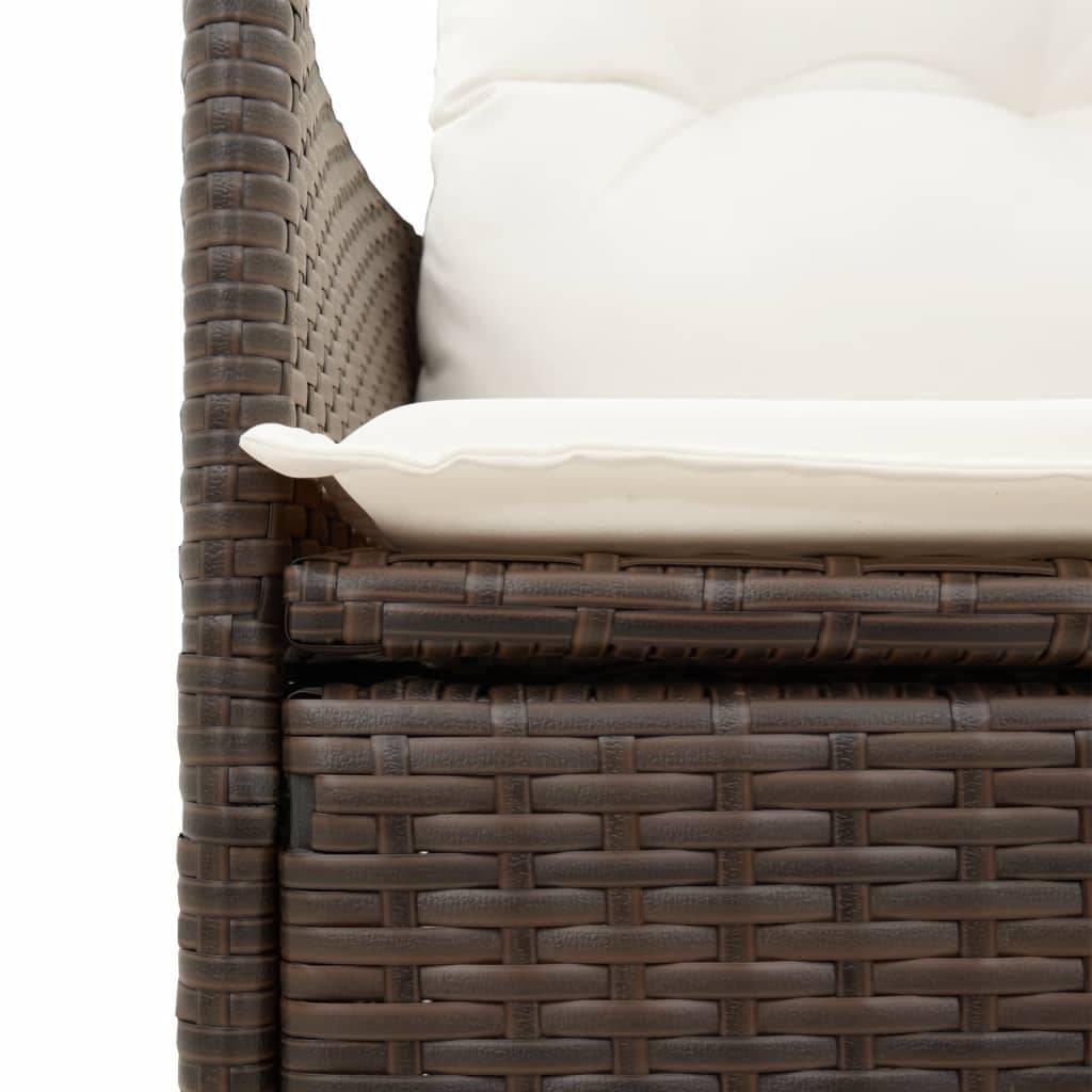 Chaise de jardin inclinable - Chaise d'extérieur - Fauteuil d'extérieur avec coussins marron résine tressée - MEUBLE PRO ny628 - Image 8