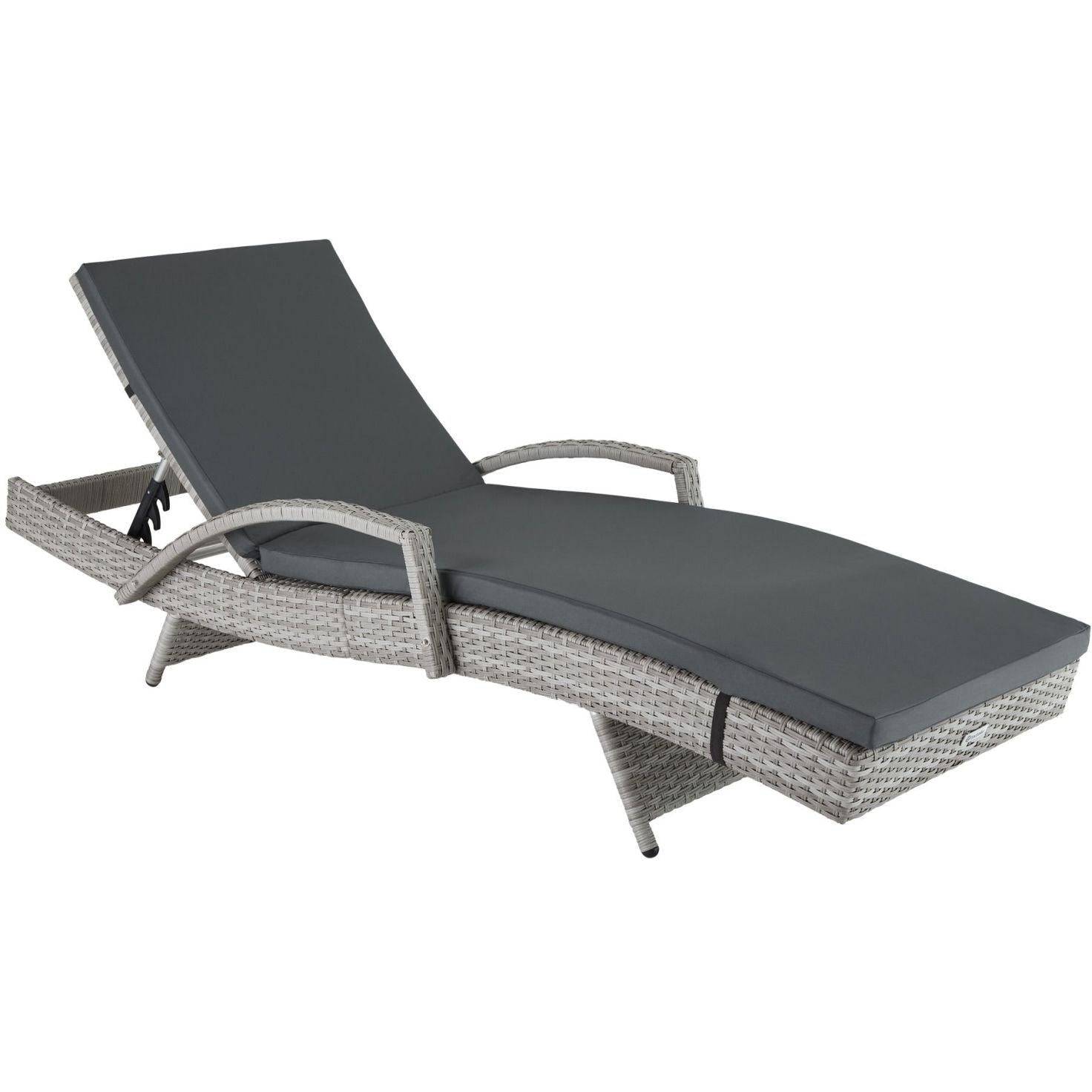 Helloshop26 - Bain de soleil chaise longue transat meuble jardin 5 positions gris - Imagen 1