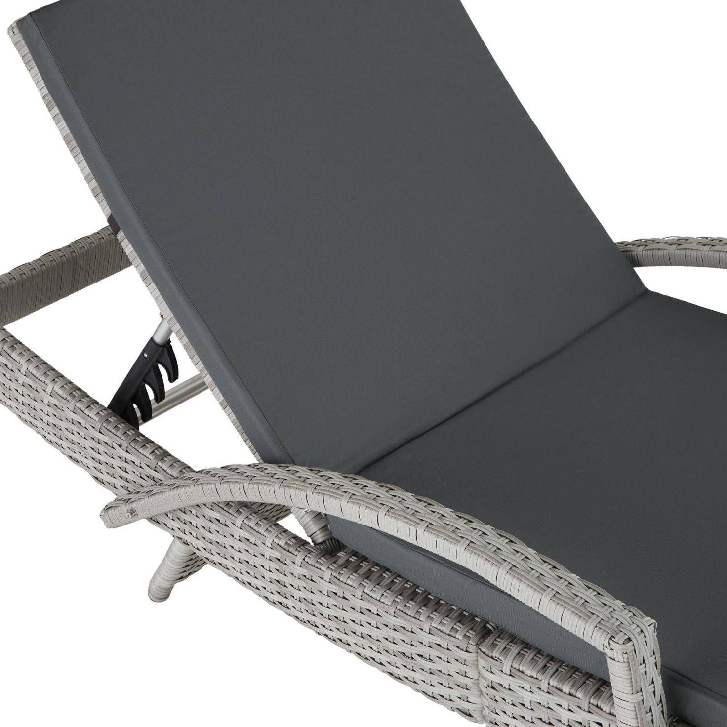 Helloshop26 - Bain de soleil chaise longue transat meuble jardin 5 positions gris - Imagen 3
