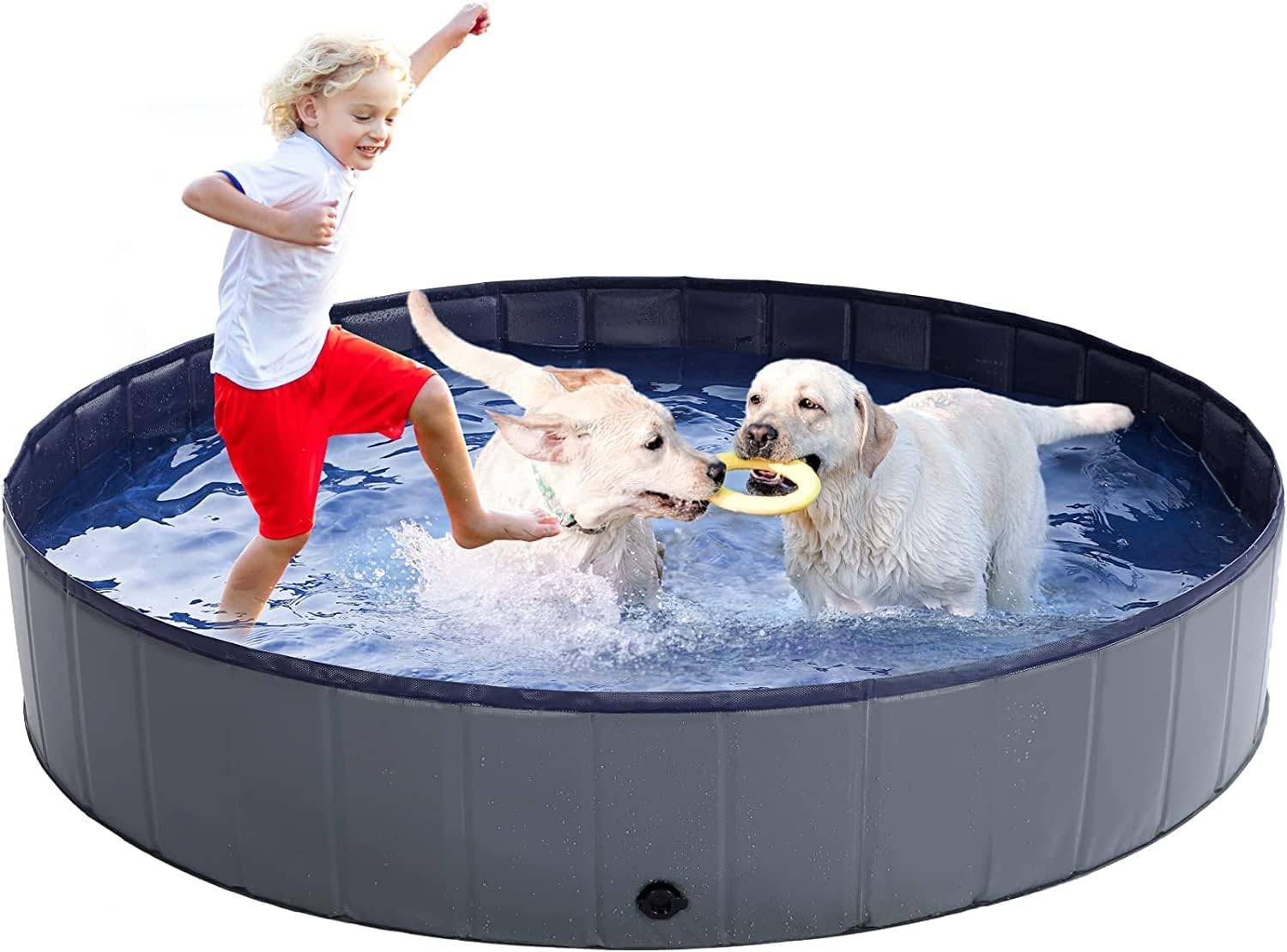 Pecute Piscine pour Chien | XXL 180x30cm, Baignoire Chien Pliable | Tissus Non Toxique, Piscine Enfant