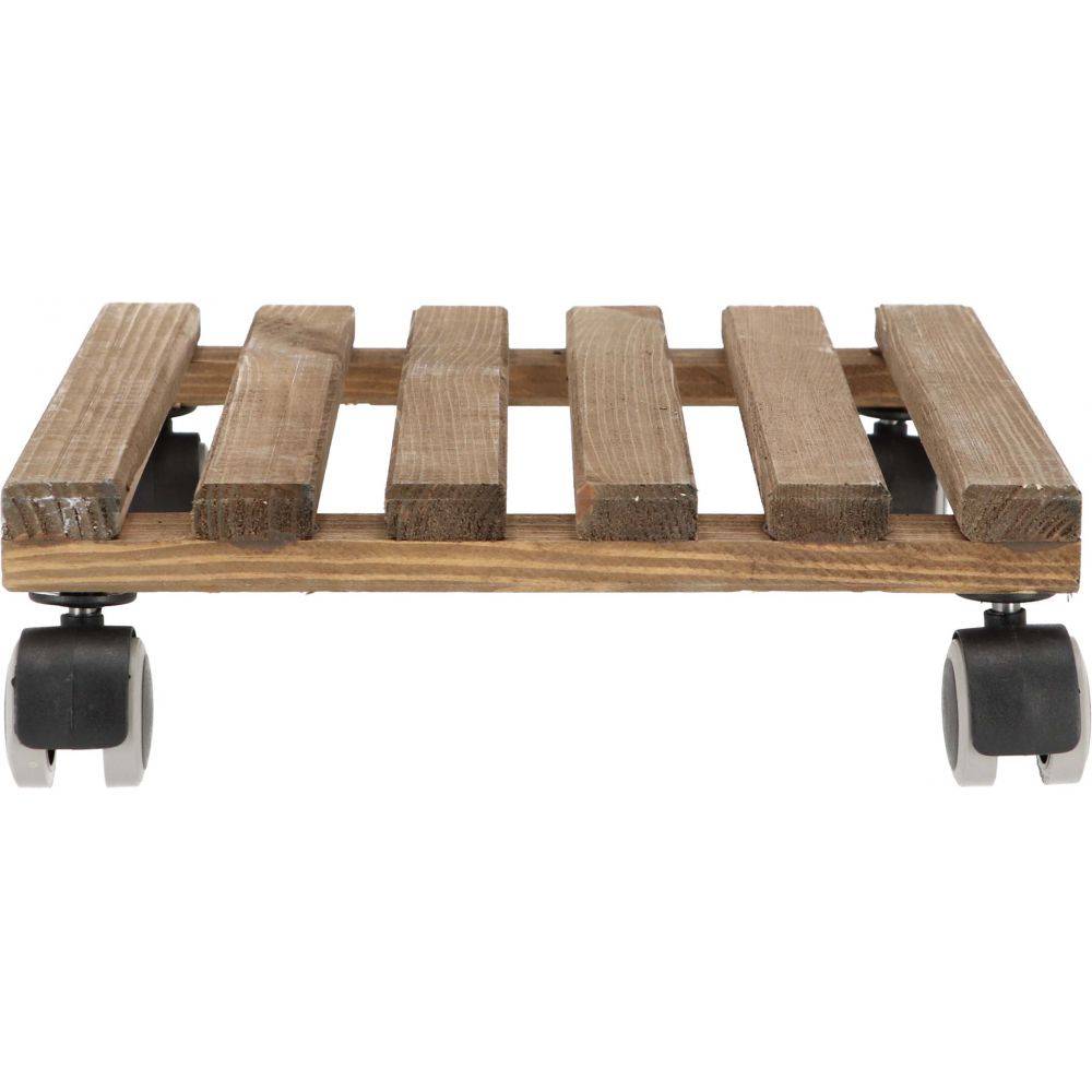 Esschert Design - Support à roulettes en bois pour plantes d'intérieur Carré - Teinté marron Esschert's Garden - Imagen 4