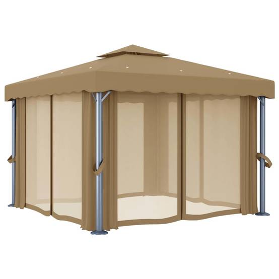 Tonnelle Aluminium Taupe 3 x 3 x 2.7 m - PANGIVO - Image 3