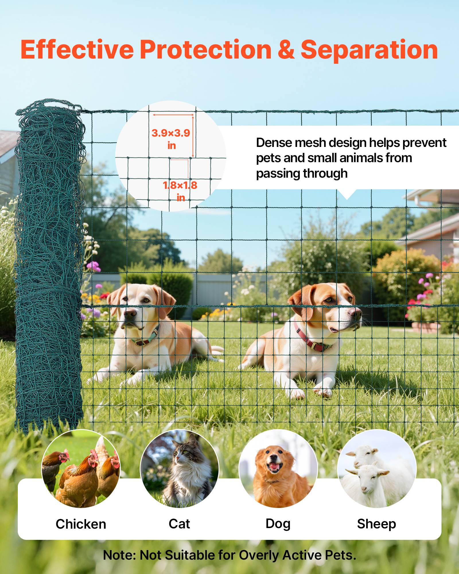 Vevor - VEVOR Clôture filet mobile 25 x 1,05 m, filet PE anti-UV, poteaux fibre de verre, piquets double pointe et haubans, idéale jardin et animaux. - Image 4
