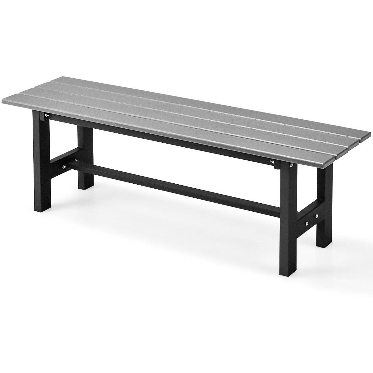 Helloshop26 - Banc de jardin HDPE pour 2 personnes charge 300 kg banquette extérieur avec cadre en métal et couvre-pied de protection gris - Imagen 1
