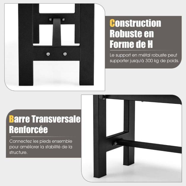 Helloshop26 - Banc de jardin HDPE pour 2 personnes charge 300 kg banquette extérieur avec cadre en métal et couvre-pied de protection gris - Imagen 2