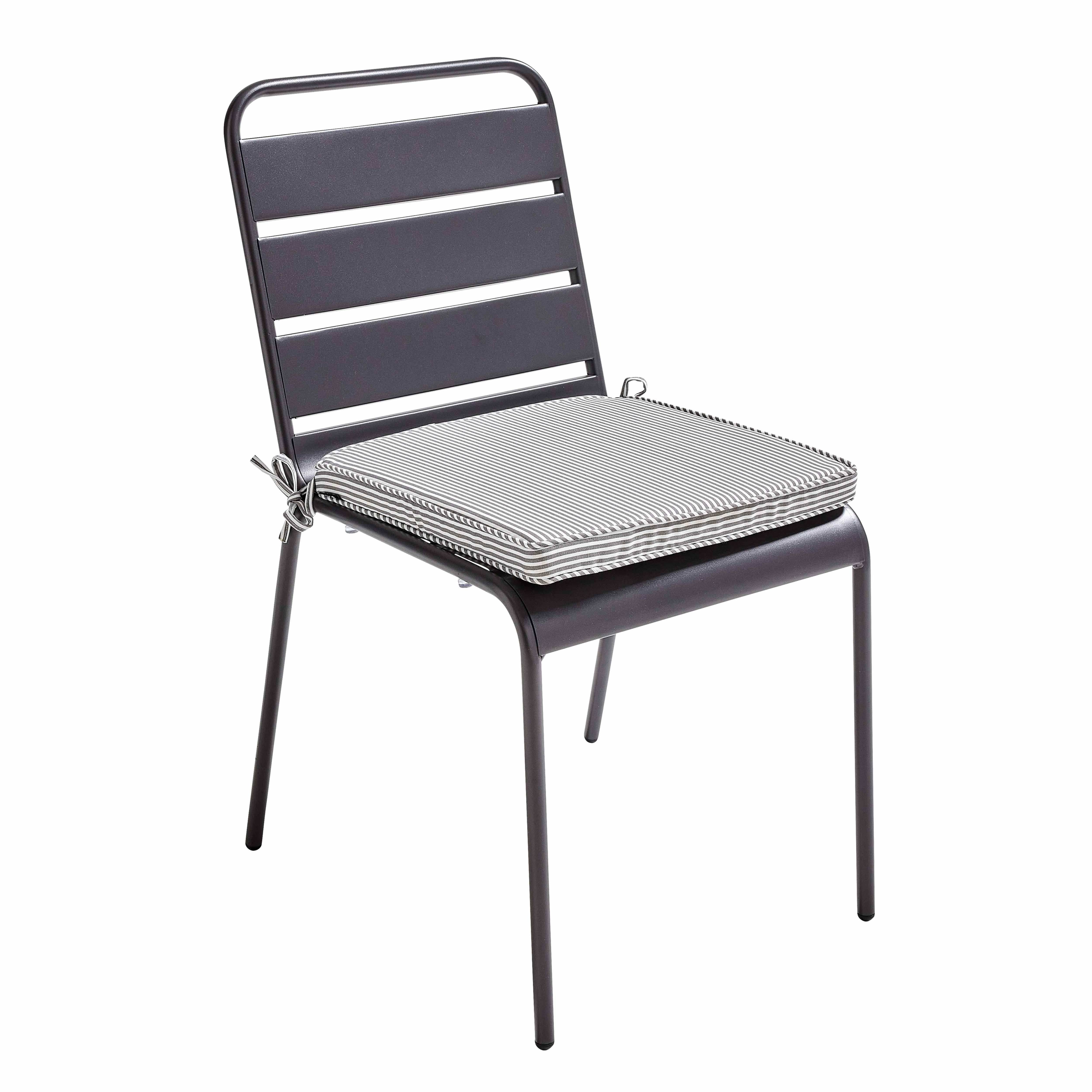 Oviala - Lot de 4 galettes de chaise polyester linea gris 40x40x3 cm - Oviala - Imagen 3