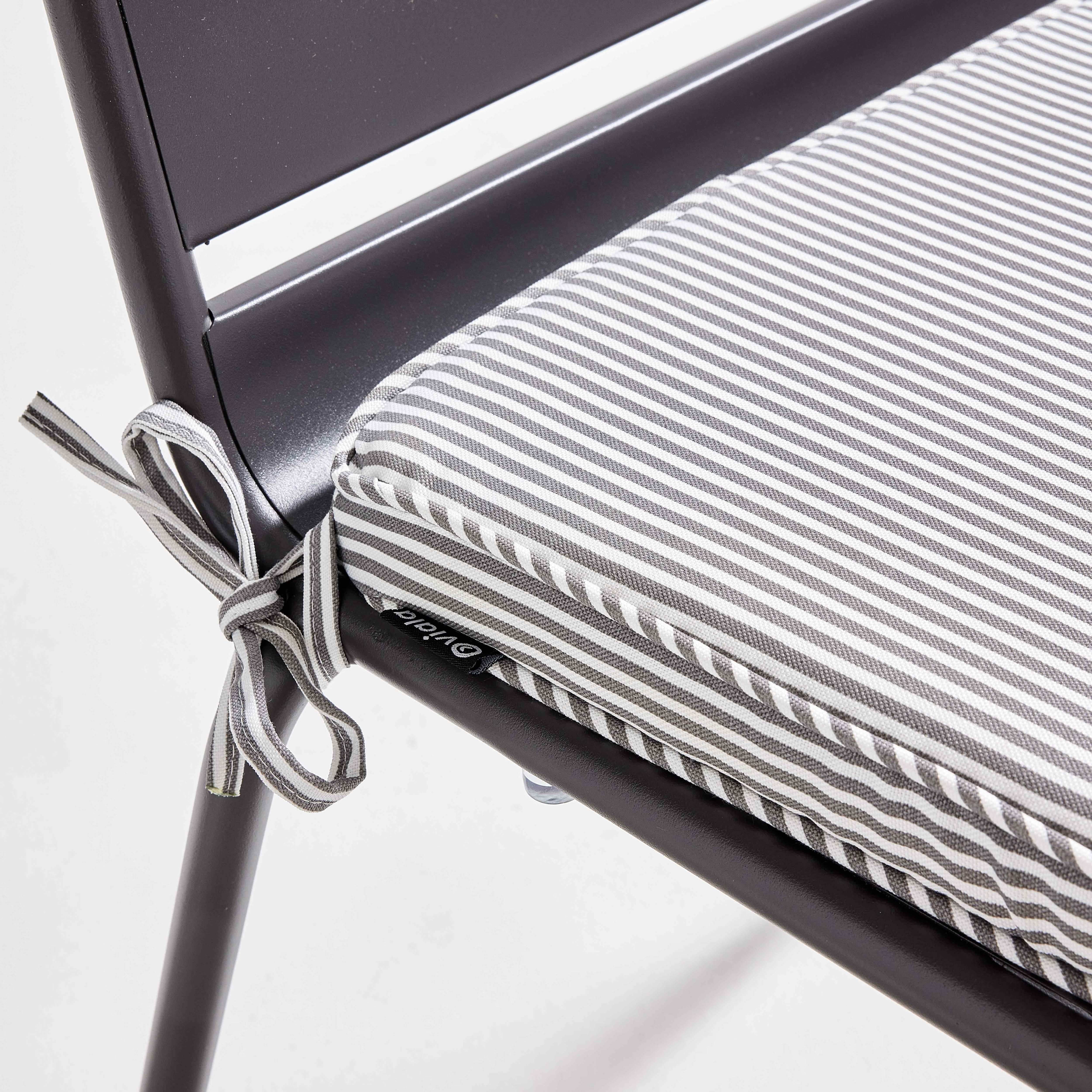 Oviala - Lot de 4 galettes de chaise polyester linea gris 40x40x3 cm - Oviala - Imagen 5