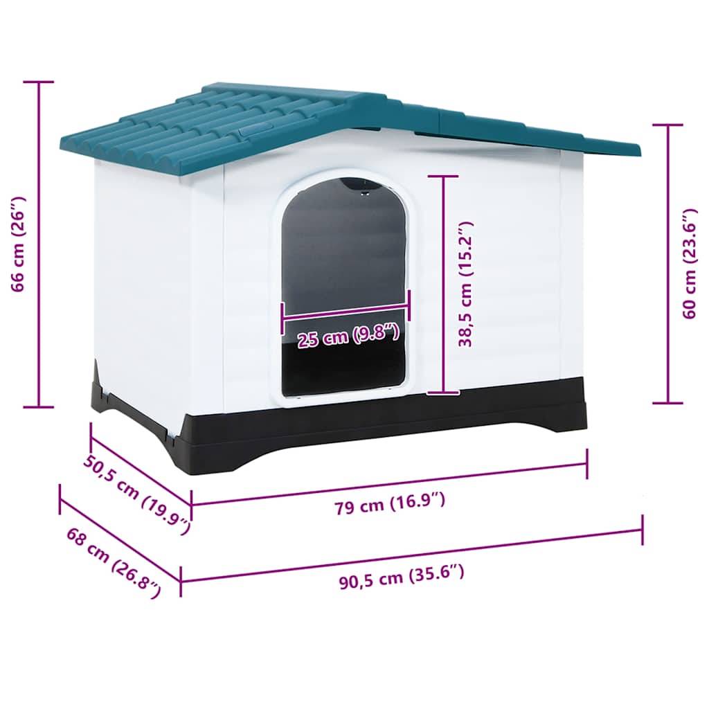 Vidaxl - Niche pour chien Bleu 90,5x68x66 cm Polypropylène vidaXL 152229 - Imagen 3