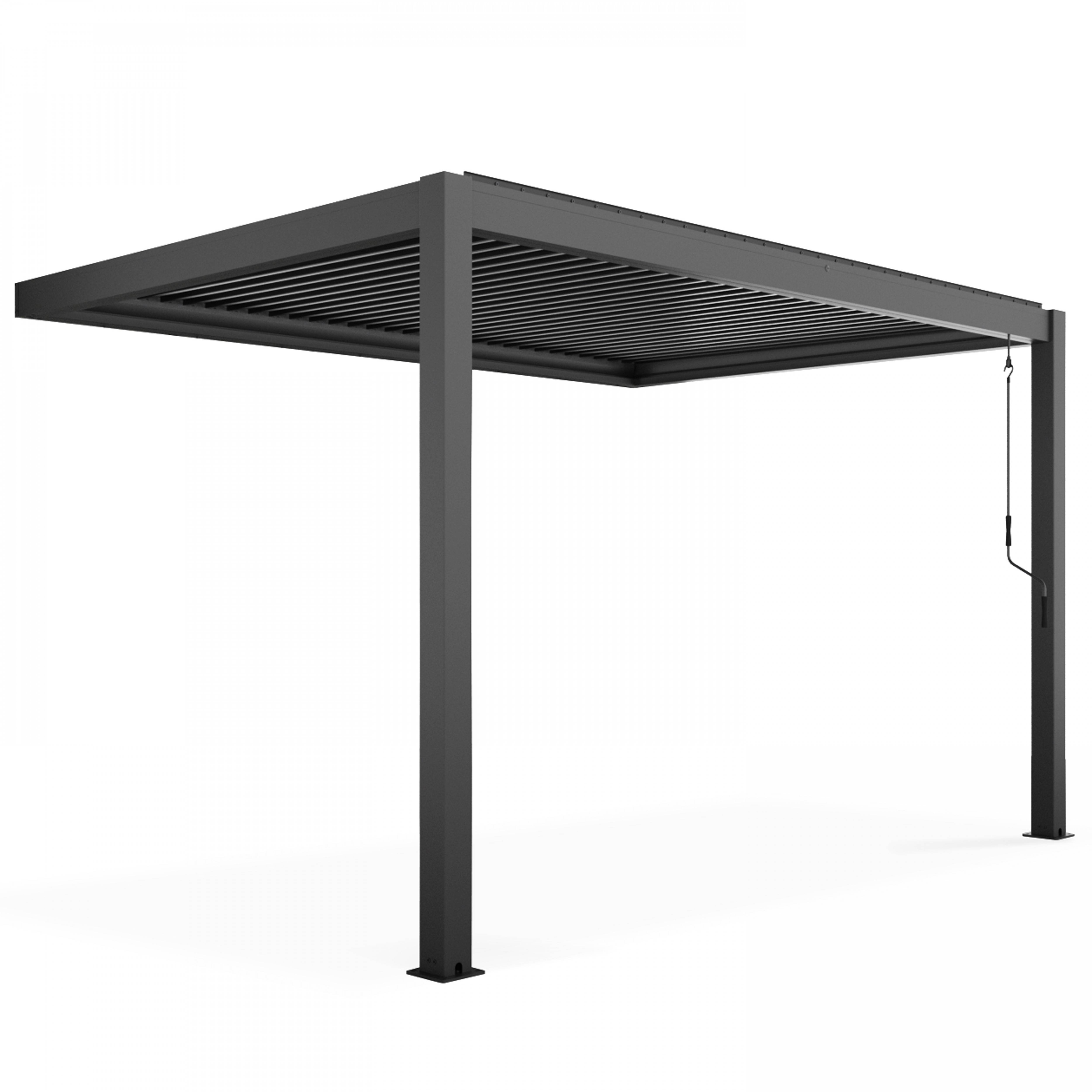 Oviala - Pergola bioclimatique adossée gris 3x4m et 3 stores Oia - Oviala - Imagen 5