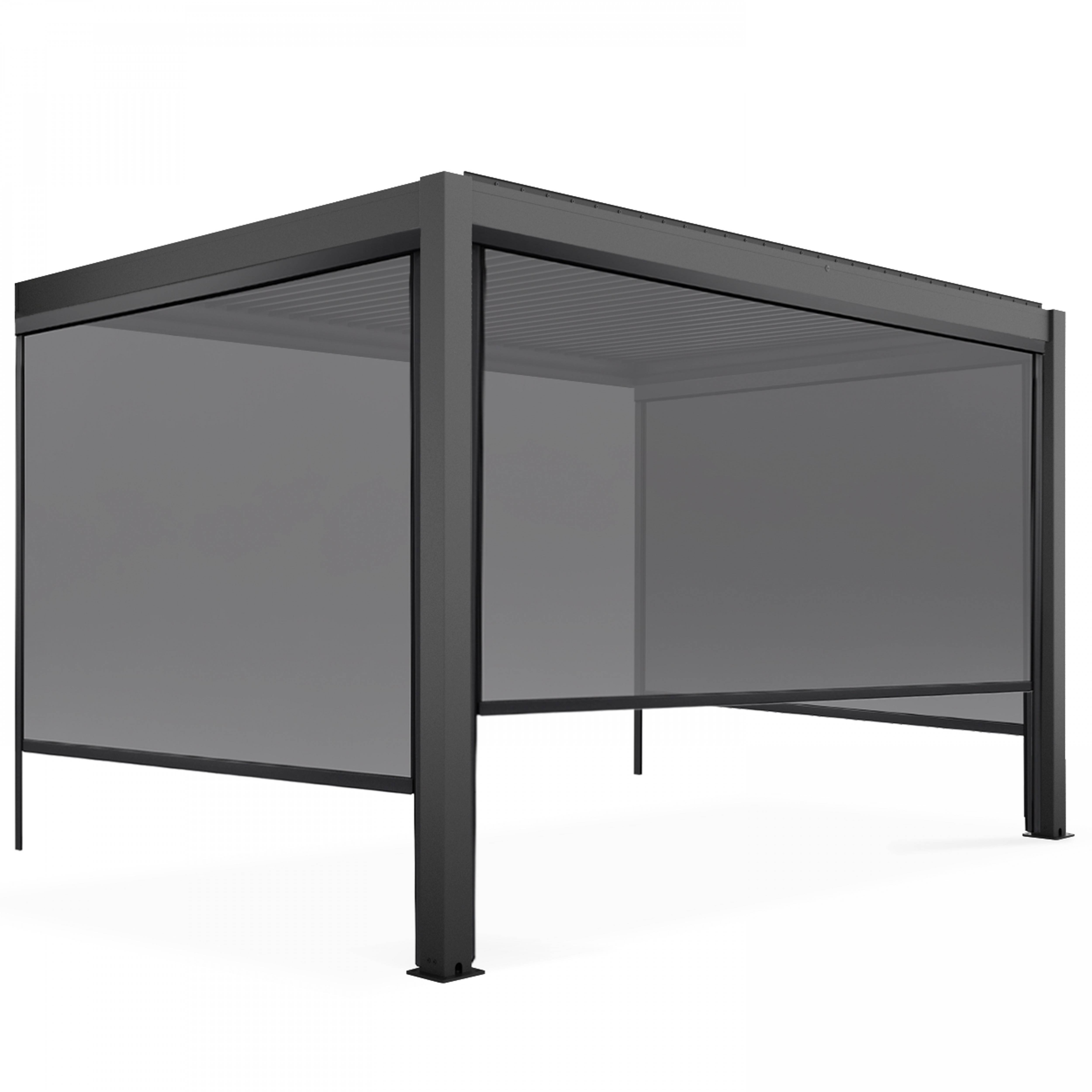 Oviala - Pergola bioclimatique adossée gris 3x4m et 3 stores Oia - Oviala - Imagen 2