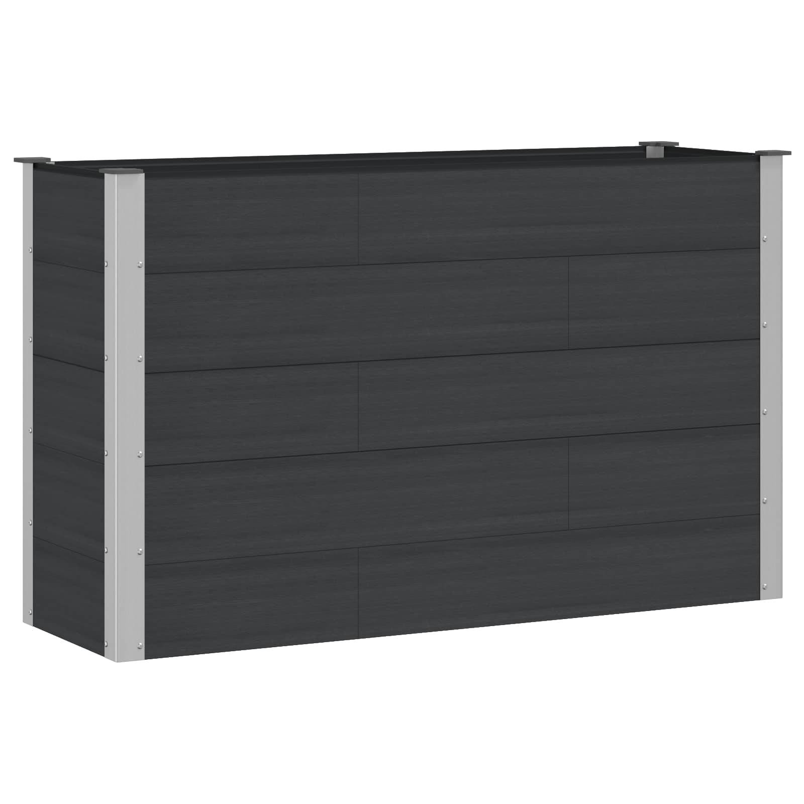 ComfortXL - Bac Surélevé Composite Aluminium Extérieur Culture Légumes Fleurs Fond Ouvert 150x50x91cm Noir - ComfortXL Outdoor Living - Image 2