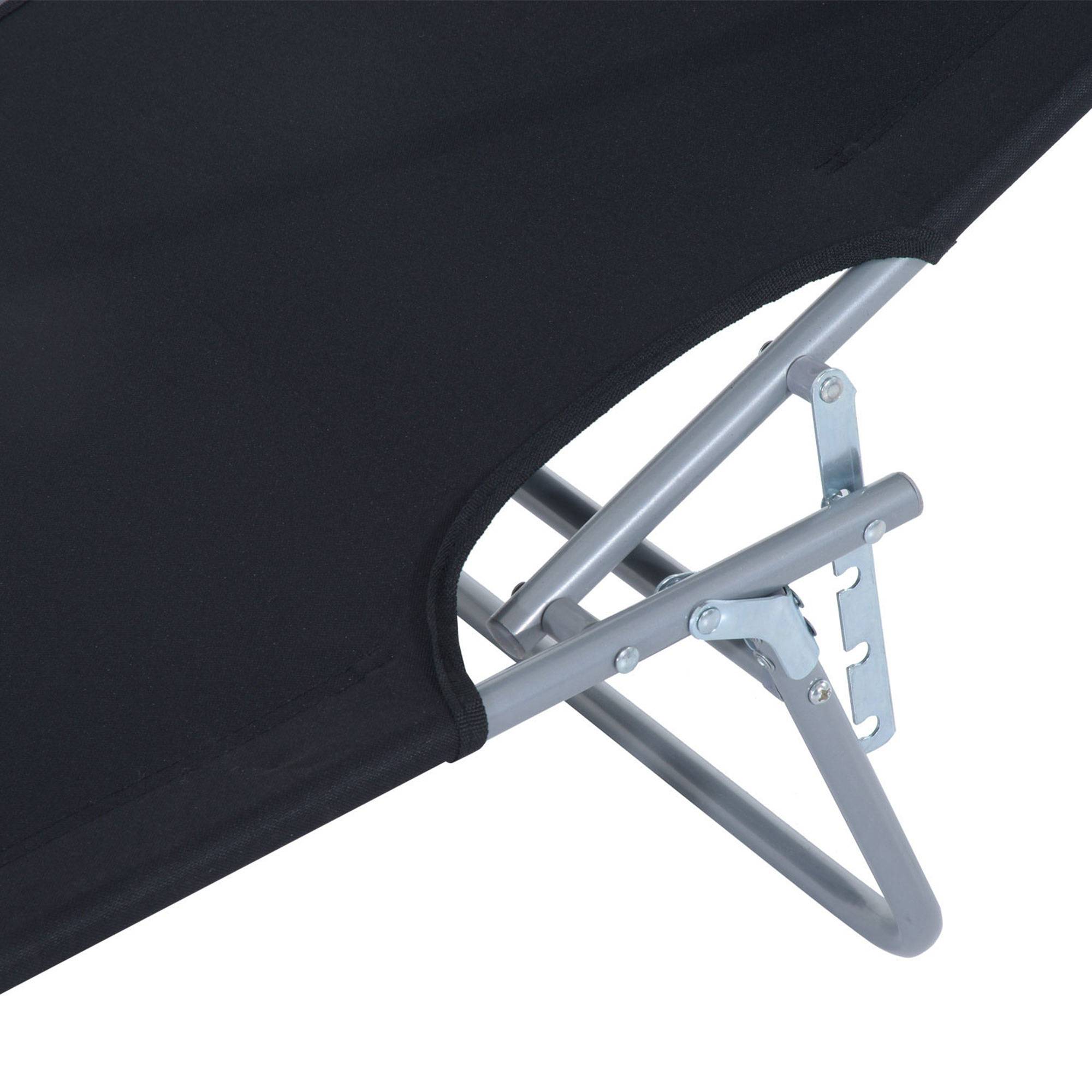 Outsunny - Transat bain de soleil pliable grand confort dossier et pare-soleil réglable multi-positions noir - Outsunny - Imagen 8