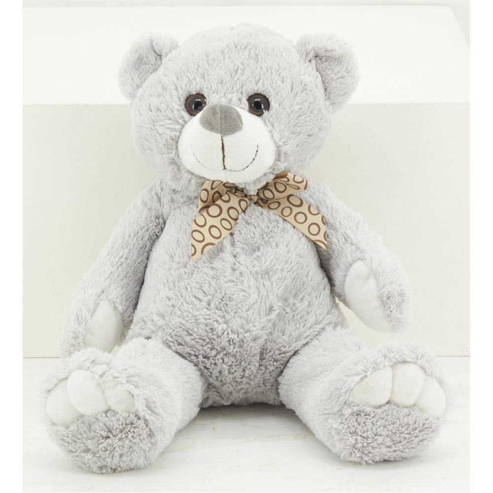 Aubry Gaspard - Peluche ours en acrylique gris 30 cm - Imagen 4