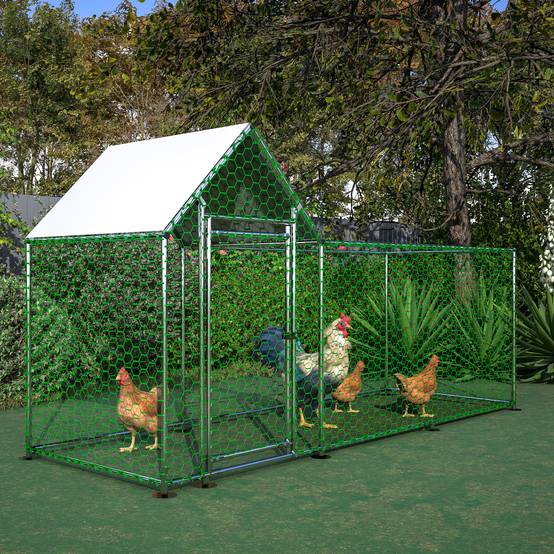 Enclos Poulailler Acier Galvanisé 3.24m² Volailles Toit Étanche 3x1x1.5m Argent - ComfortXL Pet Living - Image 8