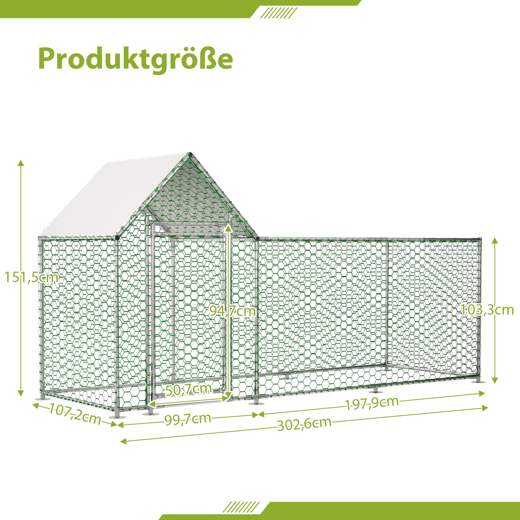 Enclos Poulailler Acier Galvanisé 3.24m² Volailles Toit Étanche 3x1x1.5m Argent - ComfortXL Pet Living - Image 3