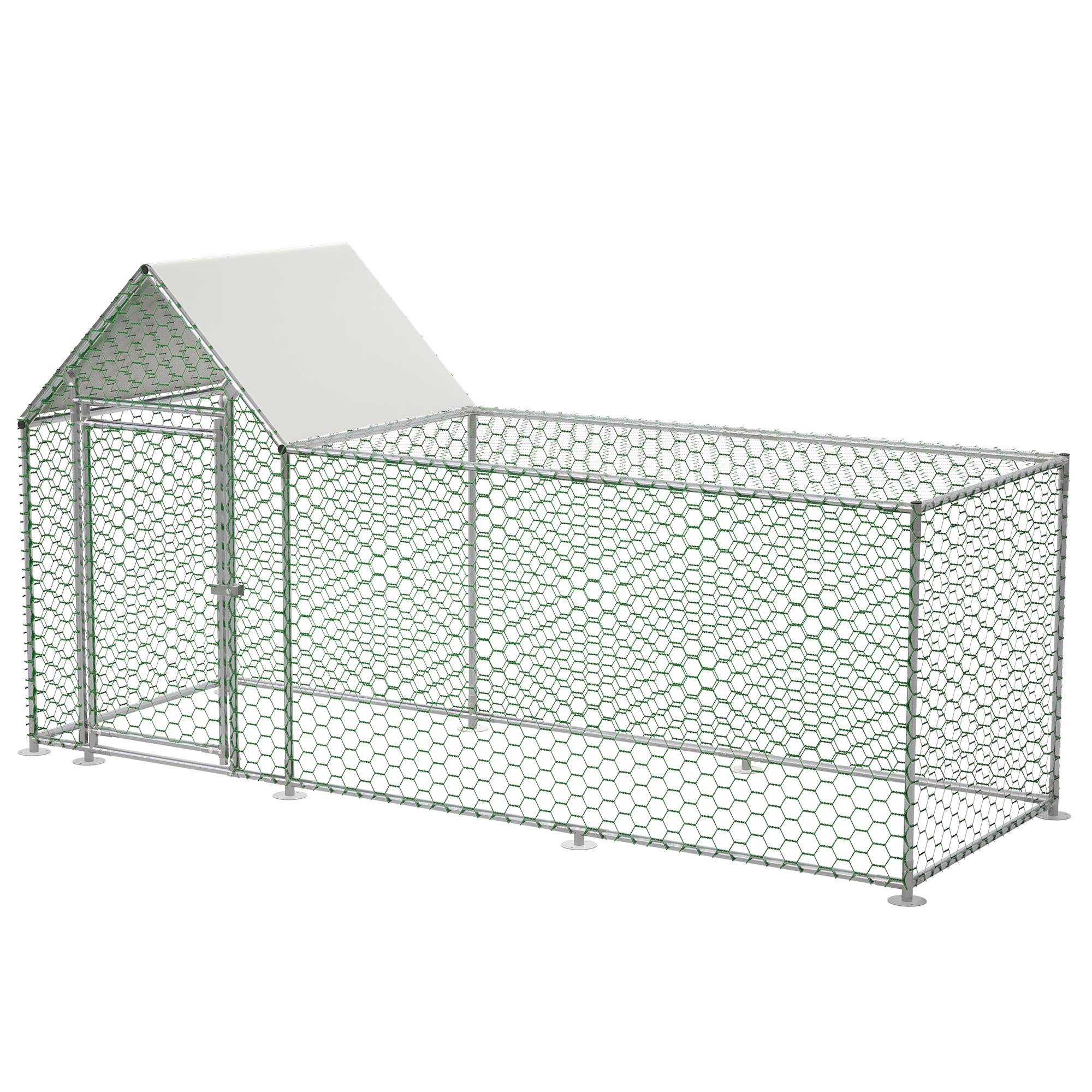 Enclos Poulailler Acier Galvanisé 3.24m² Volailles Toit Étanche 3x1x1.5m Argent - ComfortXL Pet Living - Image 2