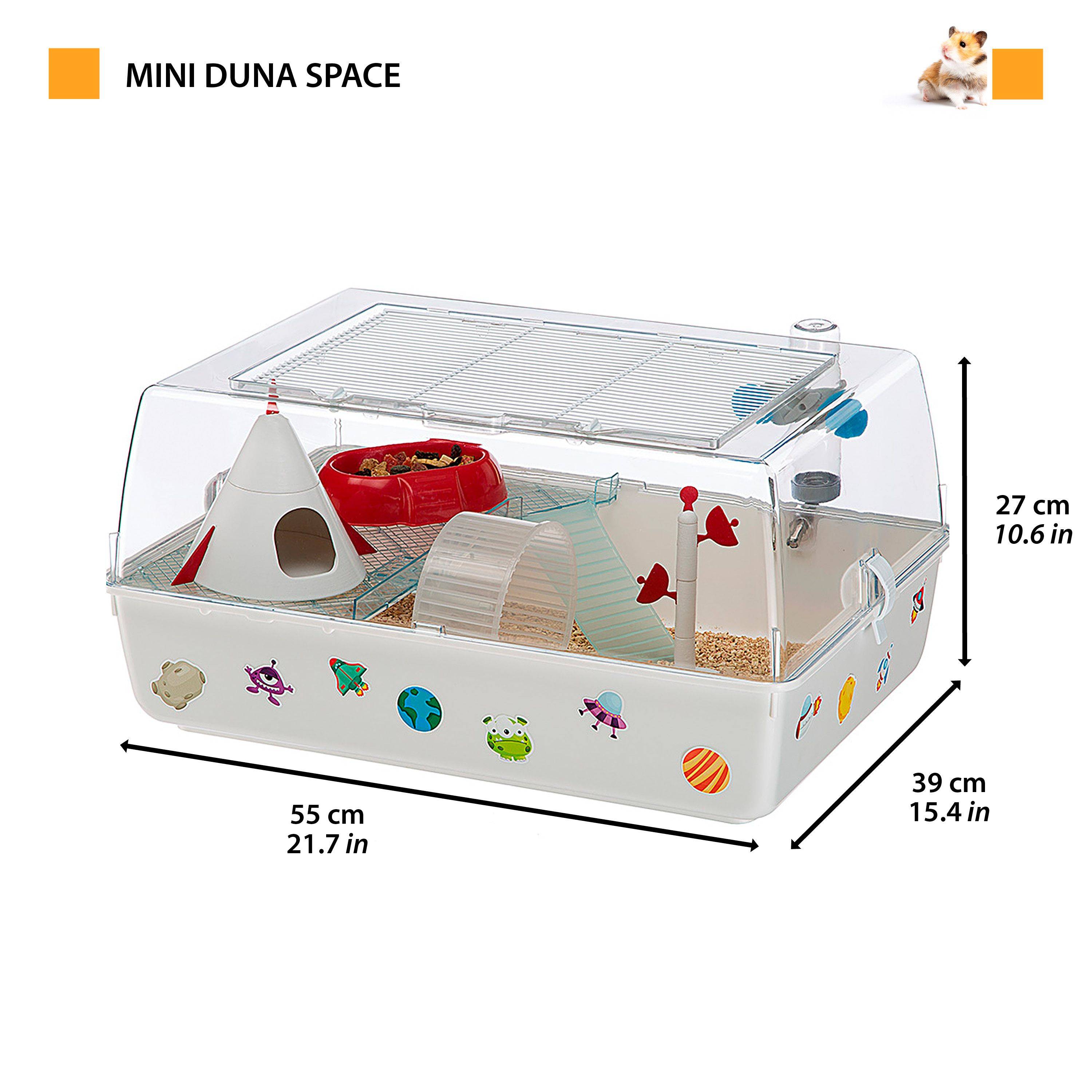 Ferplast - Ferplast Cage pour hamster sur le thème de l'espace, toit ouvrant, habitat avec tous les accessoires et autocollants inclus, base amovible, 55 x 39 x - Imagen 2