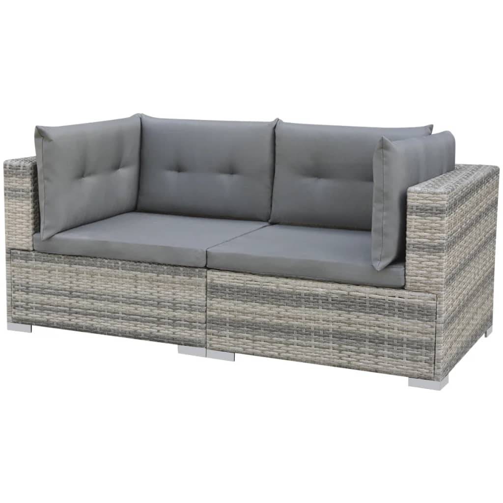 Vidaxl - Salon de jardin 10 pcs avec coussins Résine tressée Gris vidaXL 42736 - Imagen 6