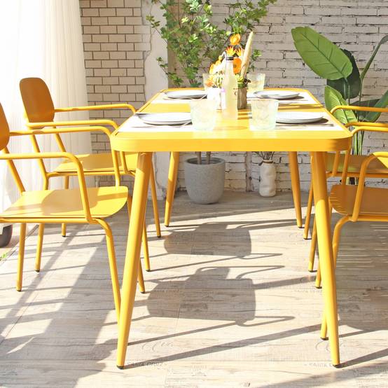 Oviala - Table de jardin en aluminium jaune moutarde Bristol - Oviala - Imagen 5