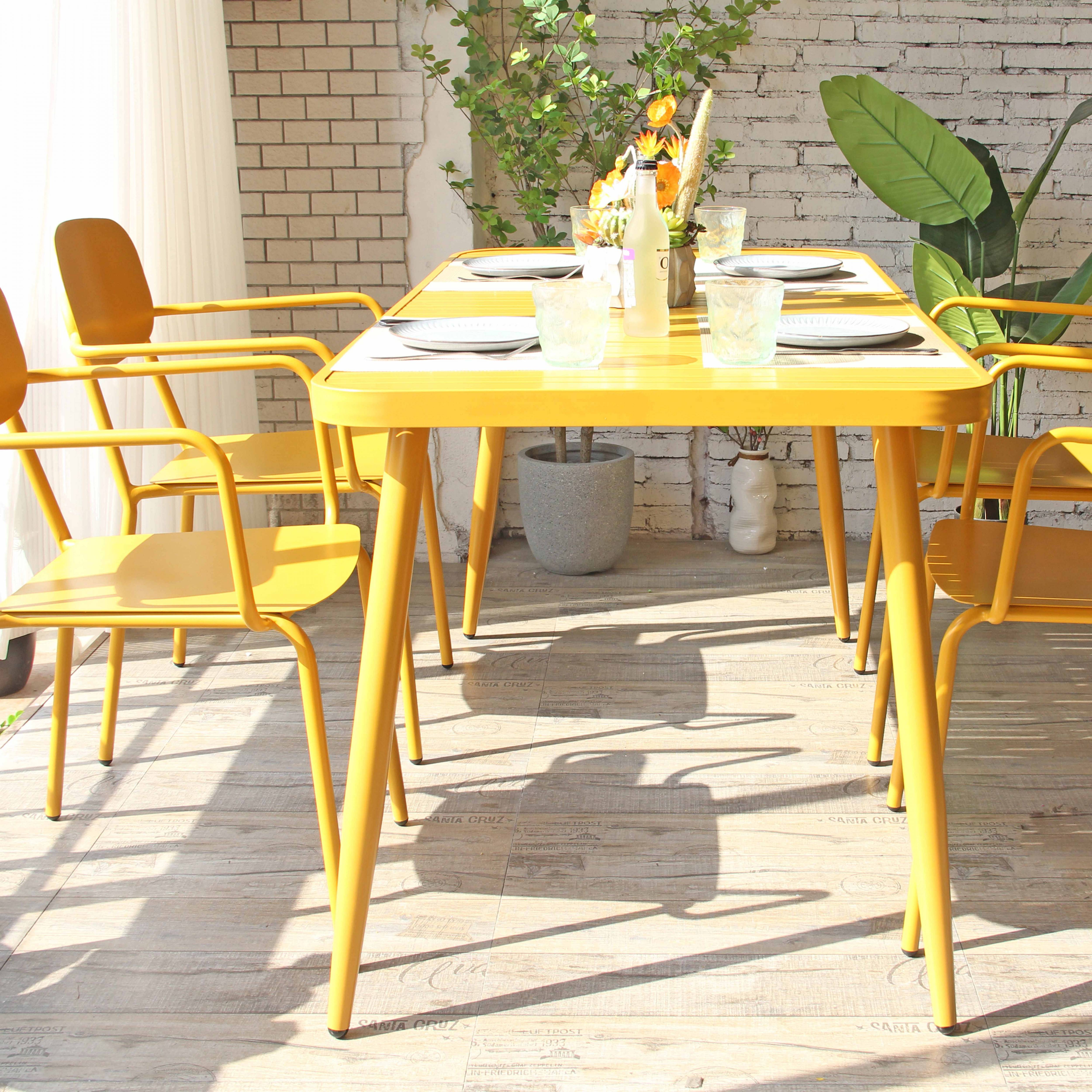 Oviala - Table de jardin en aluminium jaune moutarde Bristol - Oviala - Imagen 5