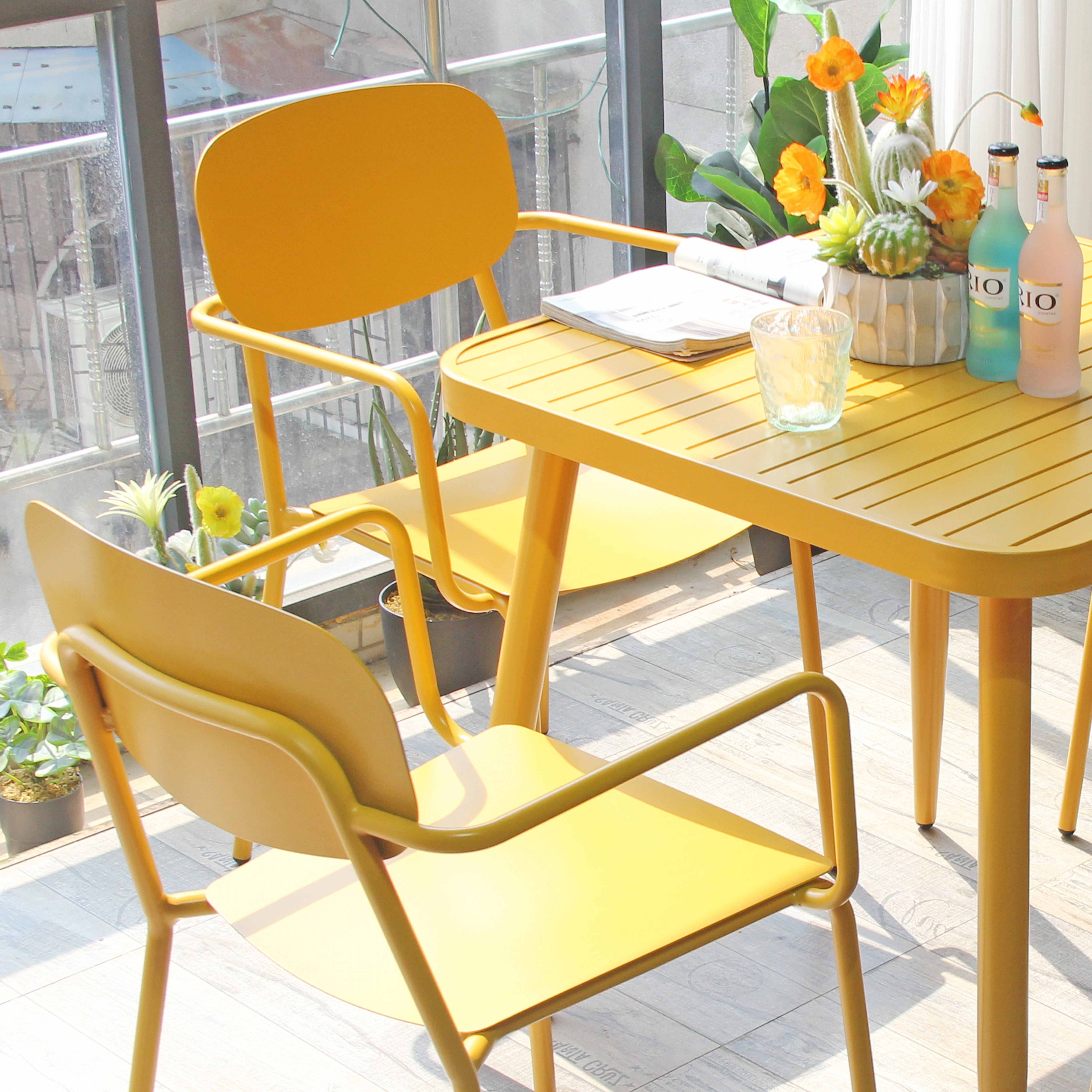 Oviala - Table de jardin en aluminium jaune moutarde Bristol - Oviala - Imagen 6