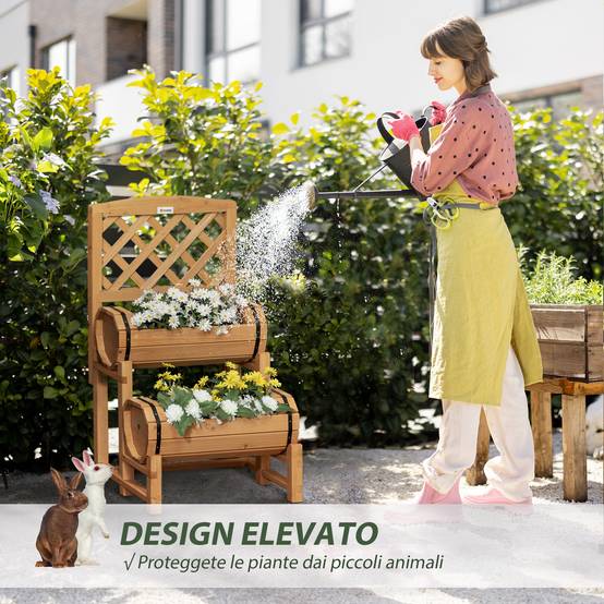 Jardinière Extérieure Demi-tonneau Bois Sapin Design Vertical Surélevé, 45x45x180cm - Image 8