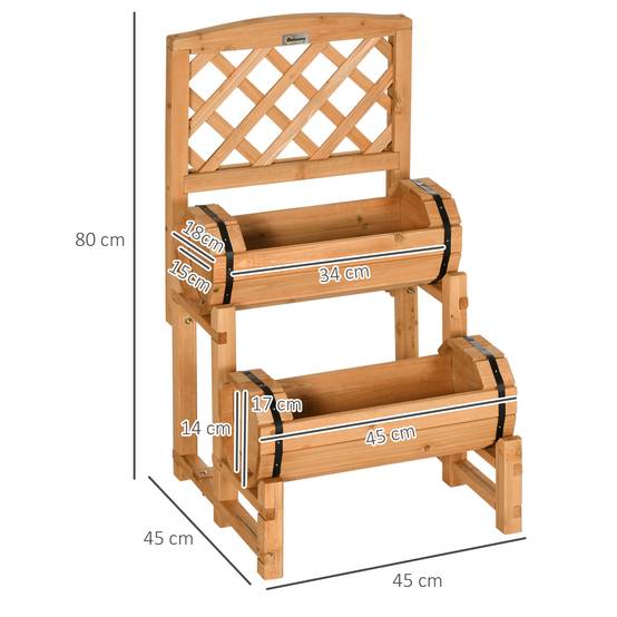 Jardinière Extérieure Demi-tonneau Bois Sapin Design Vertical Surélevé, 45x45x180cm - Image 5