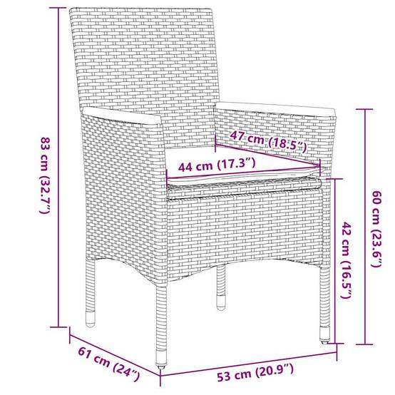 Salon de Jardin 4 Personnes Résine Tressée Acacia Table Ronde d'Appoint avec Coussins pour Terrasse Noir Ø60cm – ComfortXL Outdoor Living - Image 8