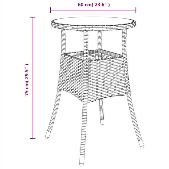 Salon de Jardin 4 Personnes Résine Tressée Acacia Table Ronde d'Appoint avec Coussins pour Terrasse Noir Ø60cm – ComfortXL Outdoor Living - Image 9