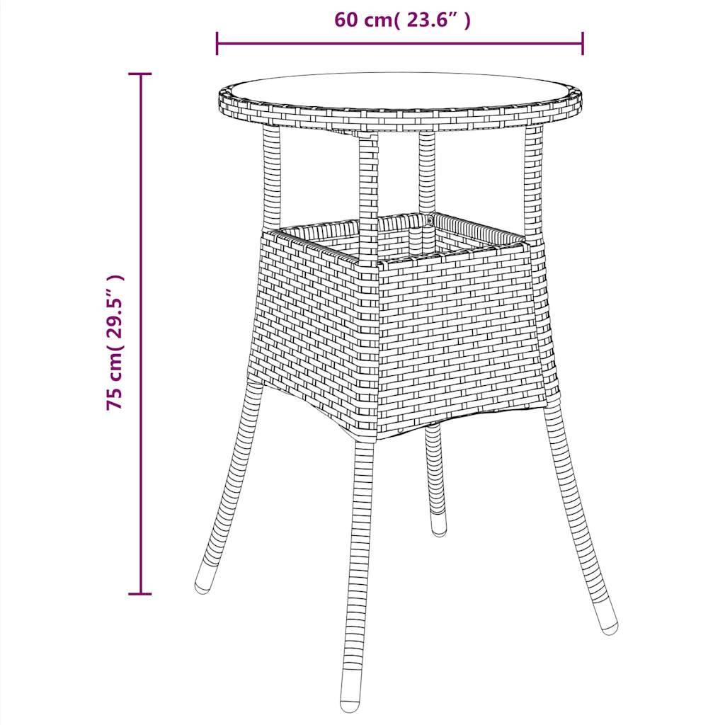 Salon de Jardin 4 Personnes Résine Tressée Acacia Table Ronde d'Appoint avec Coussins pour Terrasse Noir Ø60cm – ComfortXL Outdoor Living - Image 9