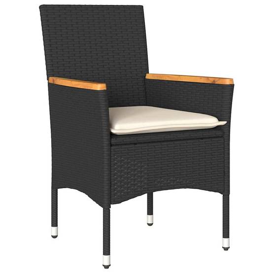 Salon de Jardin 4 Personnes Résine Tressée Acacia Table Ronde d'Appoint avec Coussins pour Terrasse Noir Ø60cm – ComfortXL Outdoor Living - Image 3