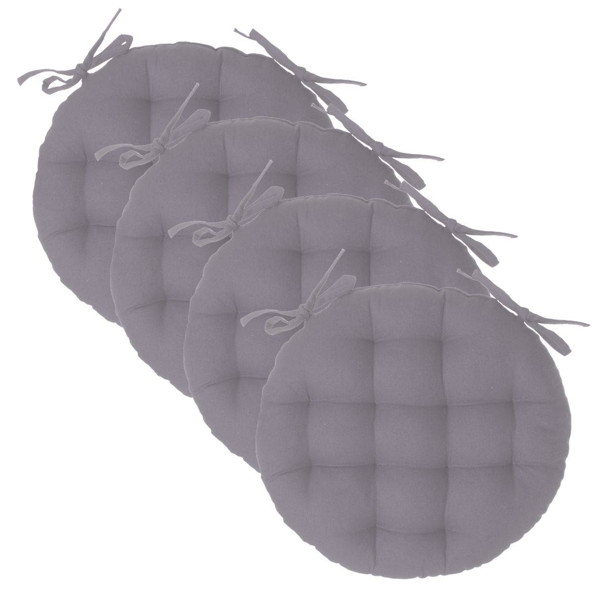 Lot de 4 Galettes de chaise en Coton Gris D 38 cm - Imagen 1