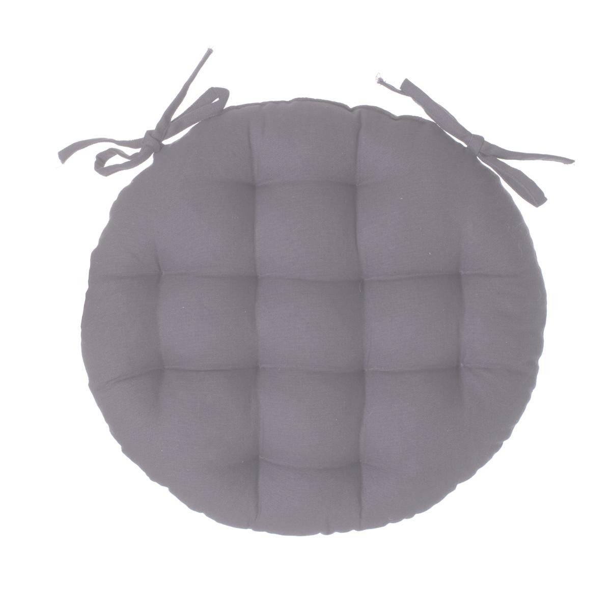 Lot de 4 Galettes de chaise en Coton Gris D 38 cm - Imagen 3