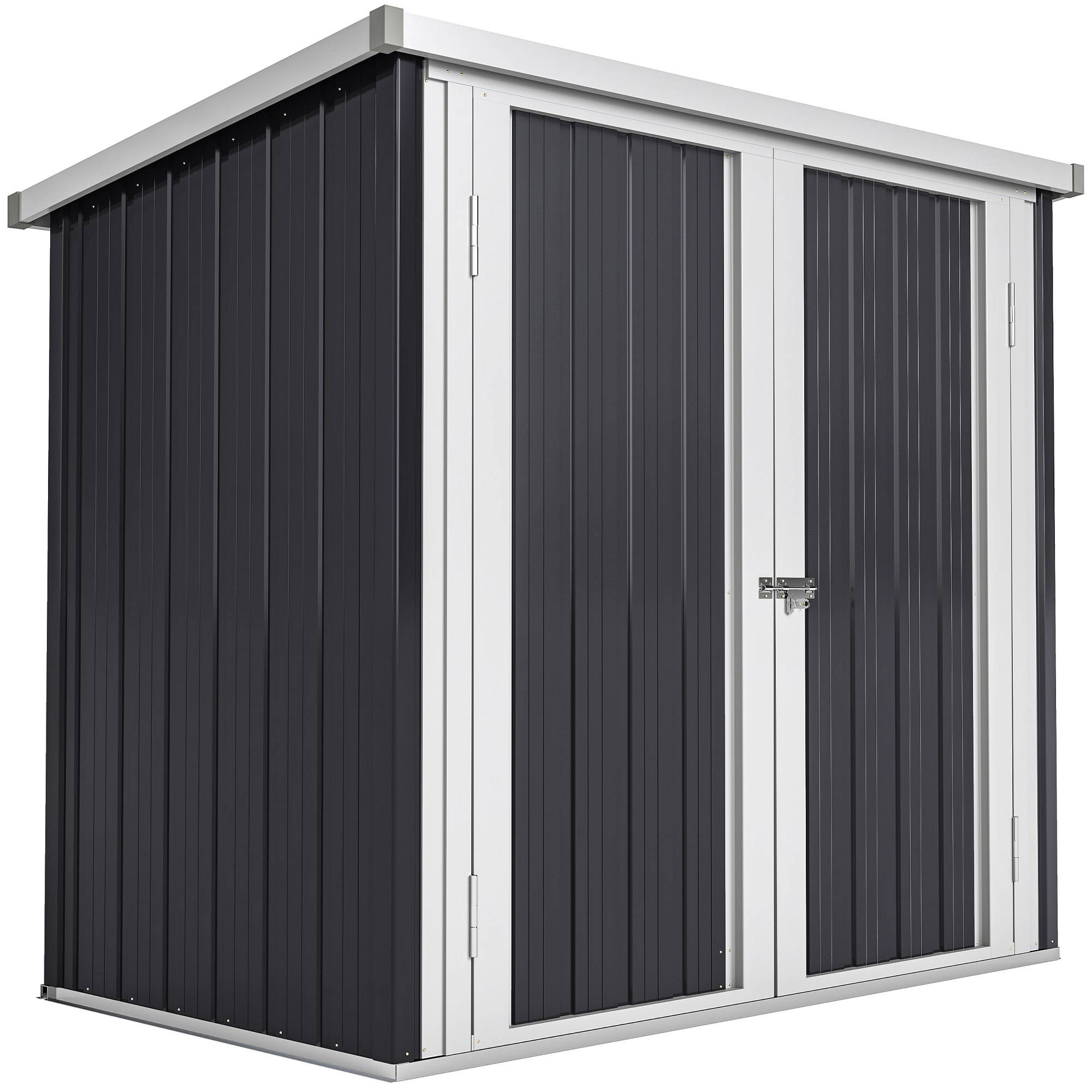 Outsunny - Abri de Jardin Remise Outils/Poubelle 147x86x134 cm 2 portes verrouillables acier Noir Blanc - OUTSUNNY - Image 1