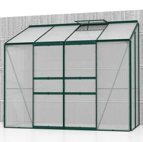 Vitavia - Serre adossée IDA 3300 - 3,30 m² en polycarbonate, porte coulissante & lucarne, Couleur Noir - Image 4