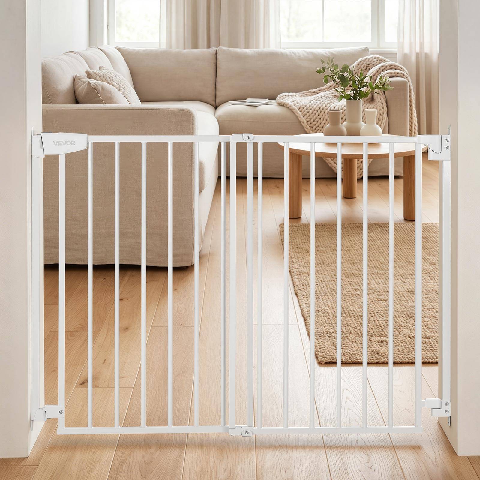 Vevor - VEVOR Barrière de sécurité bébé 720-1085 mm, hauteur 920 mm, fixation par perçage, sans barre au sol, blanc - Image 8