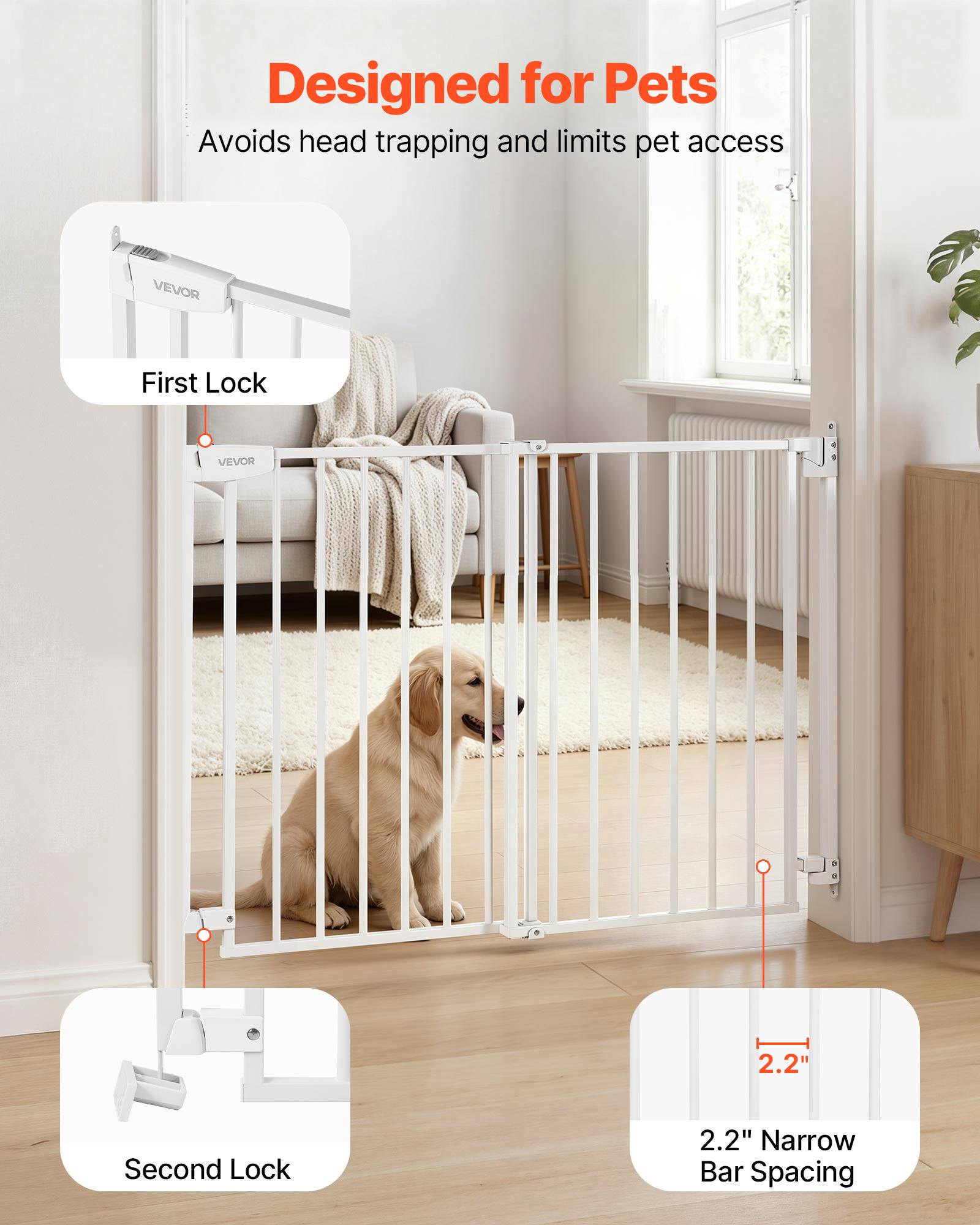 Vevor - VEVOR Barrière de sécurité bébé 720-1085 mm, hauteur 920 mm, fixation par perçage, sans barre au sol, blanc - Image 7