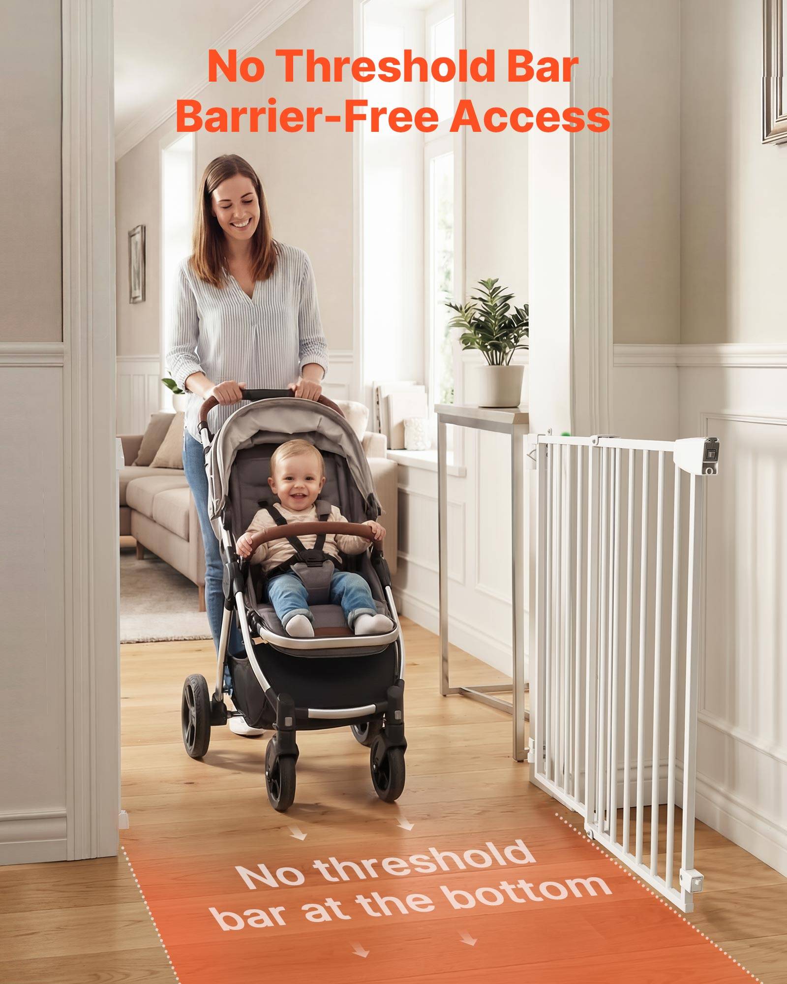 Vevor - VEVOR Barrière de sécurité bébé 720-1085 mm, hauteur 920 mm, fixation par perçage, sans barre au sol, blanc - Image 2