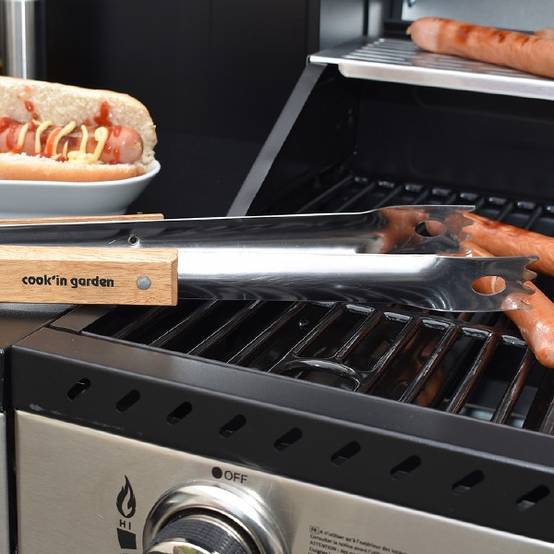 Cook in Garden - Pince de cuisson en inox et bois FSC 100 % 37 cm pour barbecue et plancha Cook’in Garden - Image 3