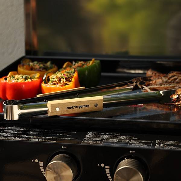 Cook in Garden - Pince de cuisson en inox et bois FSC 100 % 37 cm pour barbecue et plancha Cook’in Garden - Image 2