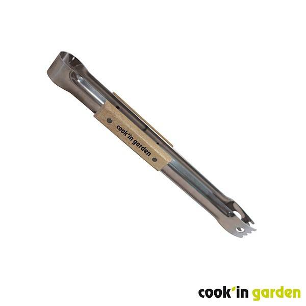 Cook in Garden - Pince de cuisson en inox et bois FSC 100 % 37 cm pour barbecue et plancha Cook’in Garden - Image 1