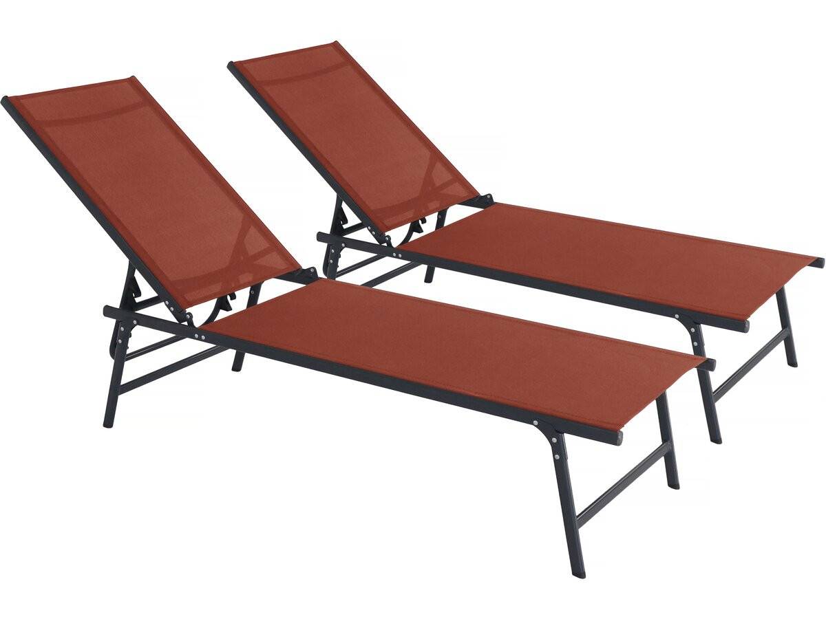 Lot De 2 Bains De Soleil En Métal "sublima" - 180 X 54 X 104 Cm - Terracotta -habitat Et Jardin - Image 1