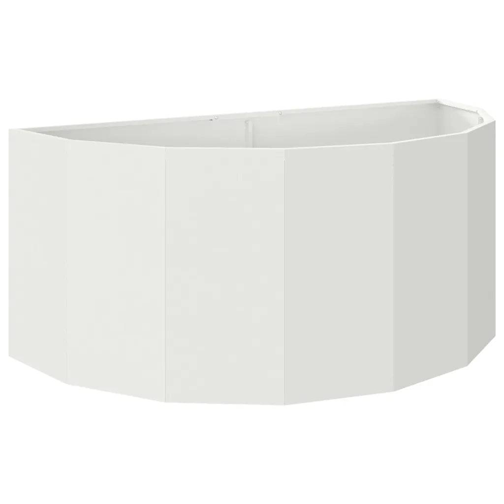 Helloshop26 - Jardinière demi-rond moderne 120 x 60 x 50 cm facile à entretenir chic en acier blanc - Image 1