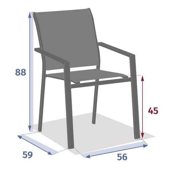 Hesperide - Fauteuil de jardin empilable "Essentia" bleu canard & graphite en aluminium traité epoxy Hespéride - Image 4