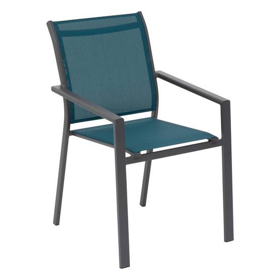 Hesperide - Fauteuil de jardin empilable "Essentia" bleu canard & graphite en aluminium traité epoxy Hespéride - Image 2