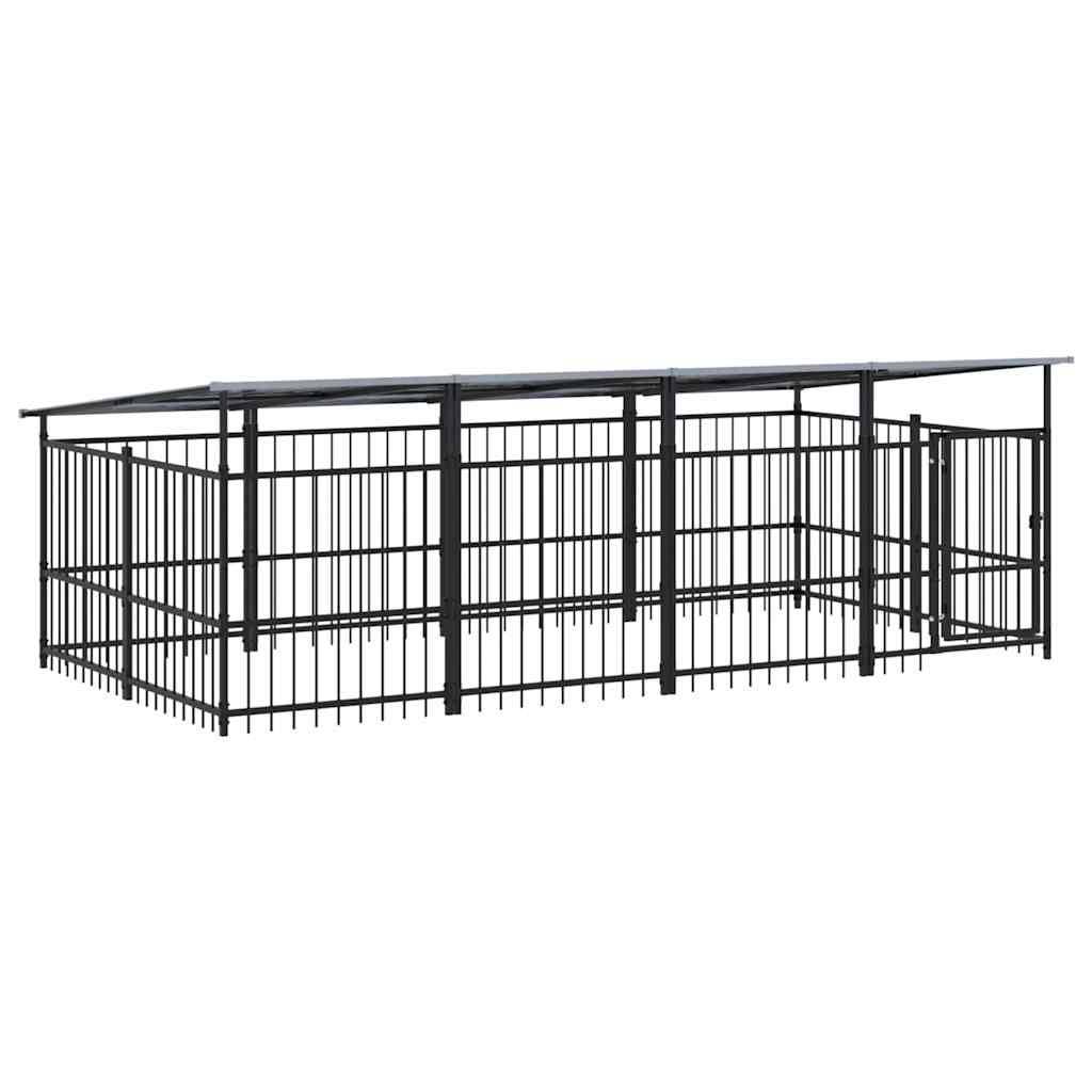 Vidaxl - Chenil d'extérieur avec toit pour chiens Acier 7,51 m² vidaXL 3124609 - Imagen 2