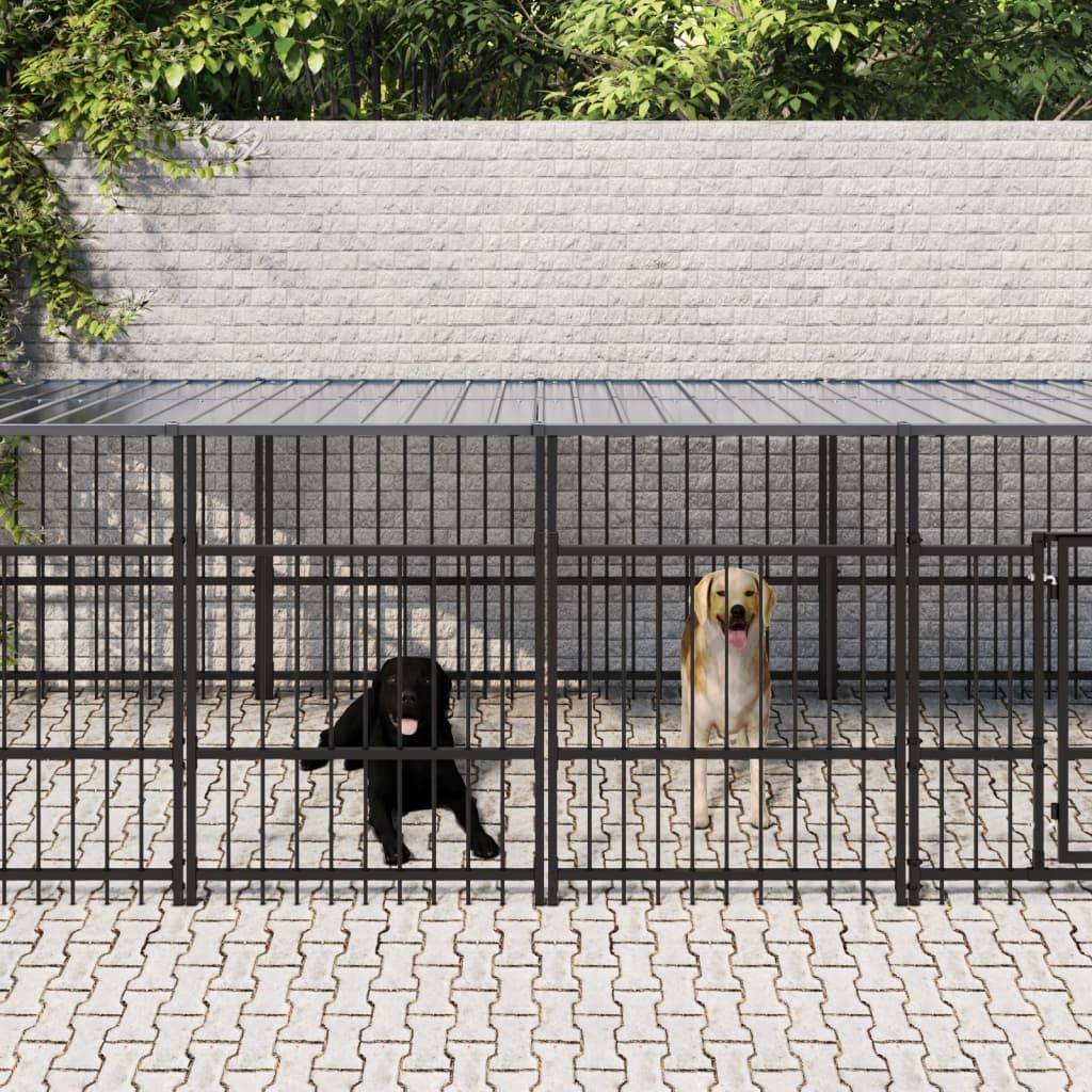 Vidaxl - Chenil d'extérieur avec toit pour chiens Acier 7,51 m² vidaXL 3124609 - Imagen 1